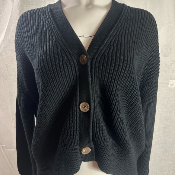 Quince 100% Organic Cotton Fisherman Boxy Cropped Cardigan Size Medium - Picture 9 of 9